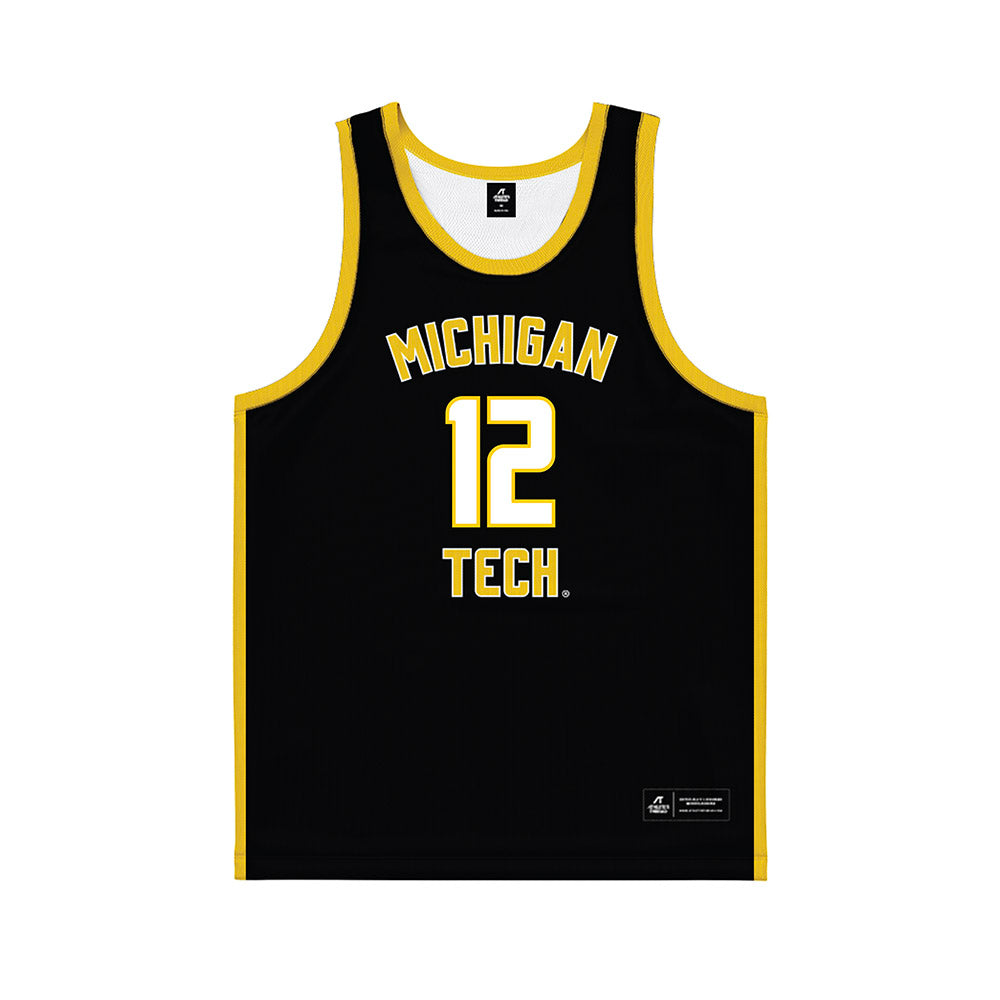 Michigan Tech - NCAA Men's Basketball : Ethan Heck - Black Basketball Jersey
