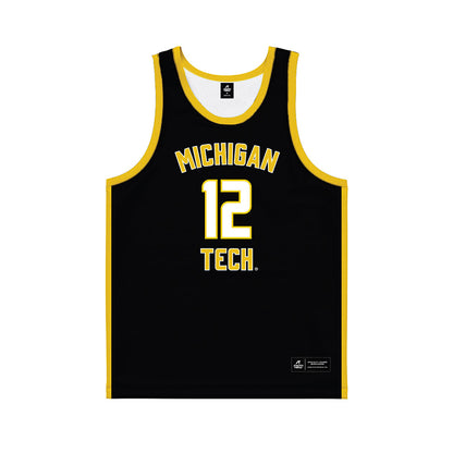 Michigan Tech - NCAA Men's Basketball : Ethan Heck - Black Basketball Jersey