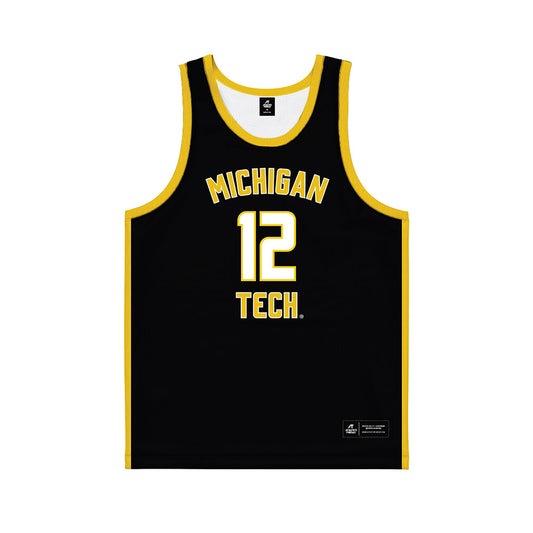 Michigan Tech - NCAA Men's Basketball : Ethan Heck - Black Basketball Jersey
