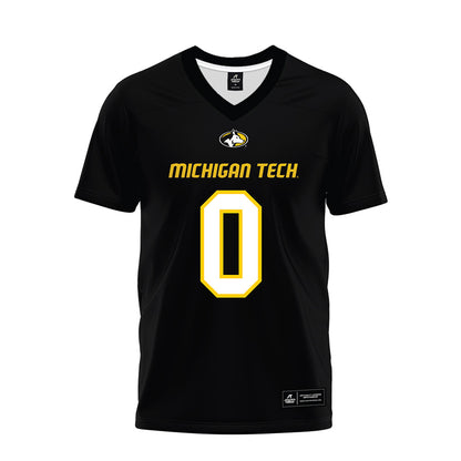 Michigan Tech - NCAA Football : Edem Denoo - Black Premium Football Jersey-0