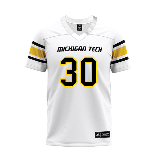 Michigan Tech - NCAA Football : Samuel Delgado - White Premium Football Jersey-0