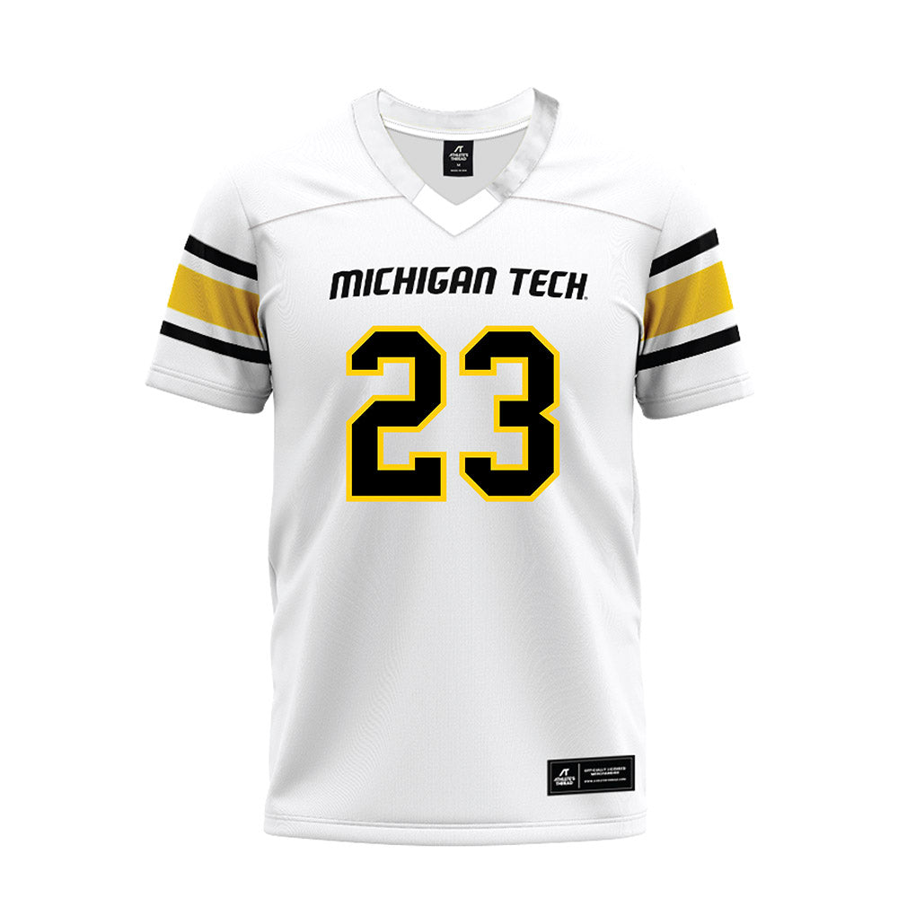 Michigan Tech - NCAA Football : Samuel Delgado - White Premium Football Jersey-0