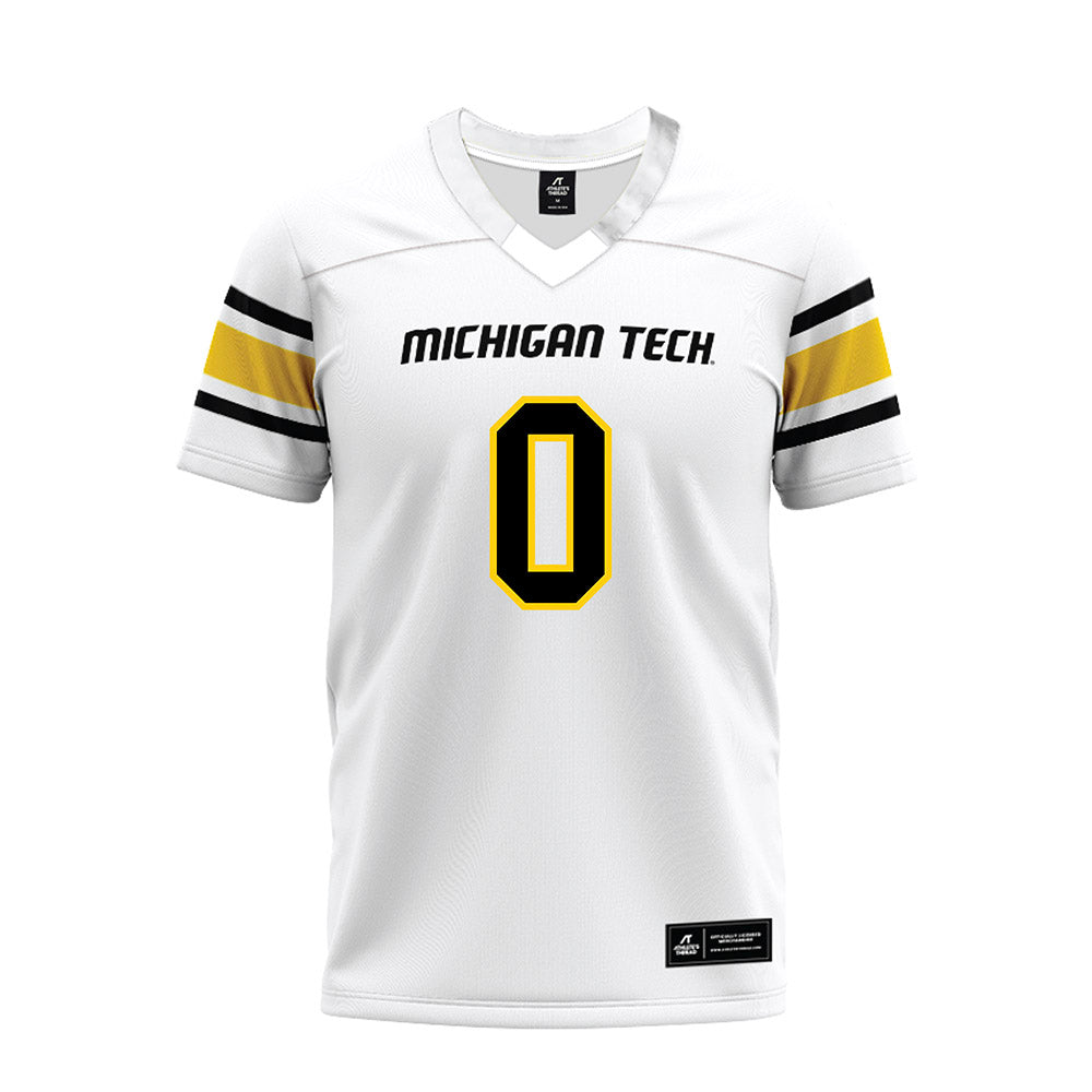 Michigan Tech - NCAA Football : Edem Denoo - White Premium Football Jersey-0