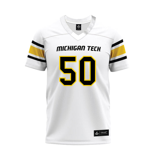 Michigan Tech - NCAA Football : Brett Karwowski Jr - White Premium Football Jersey-0