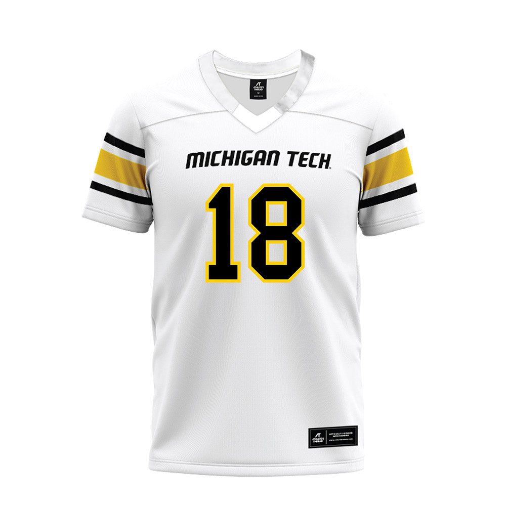 Michigan Tech - NCAA Football : Drew Heppner - White Premium Football Jersey-0
