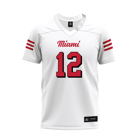 Miami of Ohio - Football Alumni : Corban Hondru - 2024 White Premium Football Jersey-0