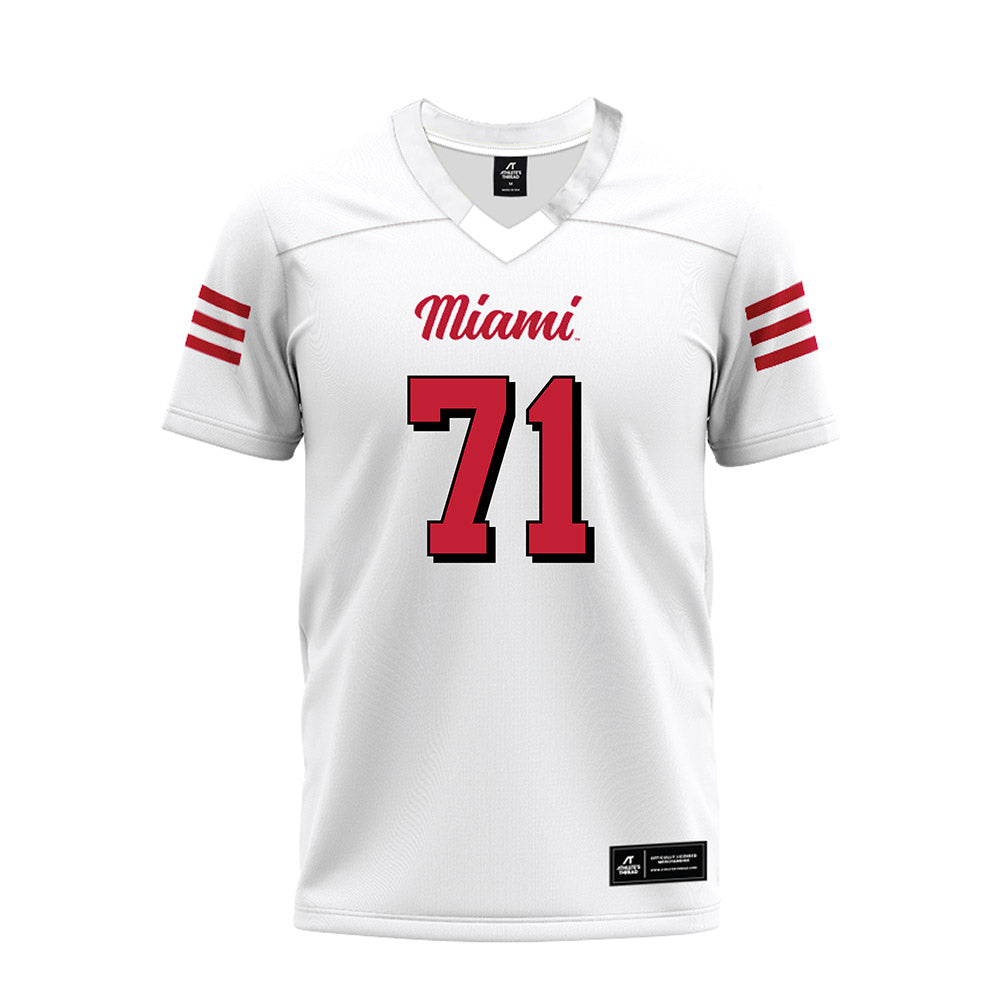 Miami of Ohio - NCAA Football : Lucas Barnes - 2024 White Premium Football Jersey-0