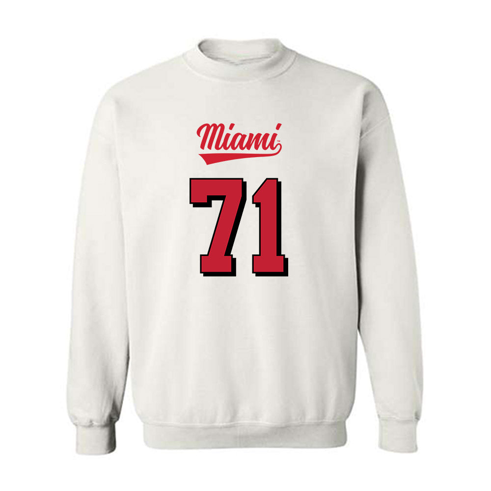 Miami of Ohio - NCAA Football : Lucas Barnes - 2024 Replica Shersey Crewneck Sweatshirt-0