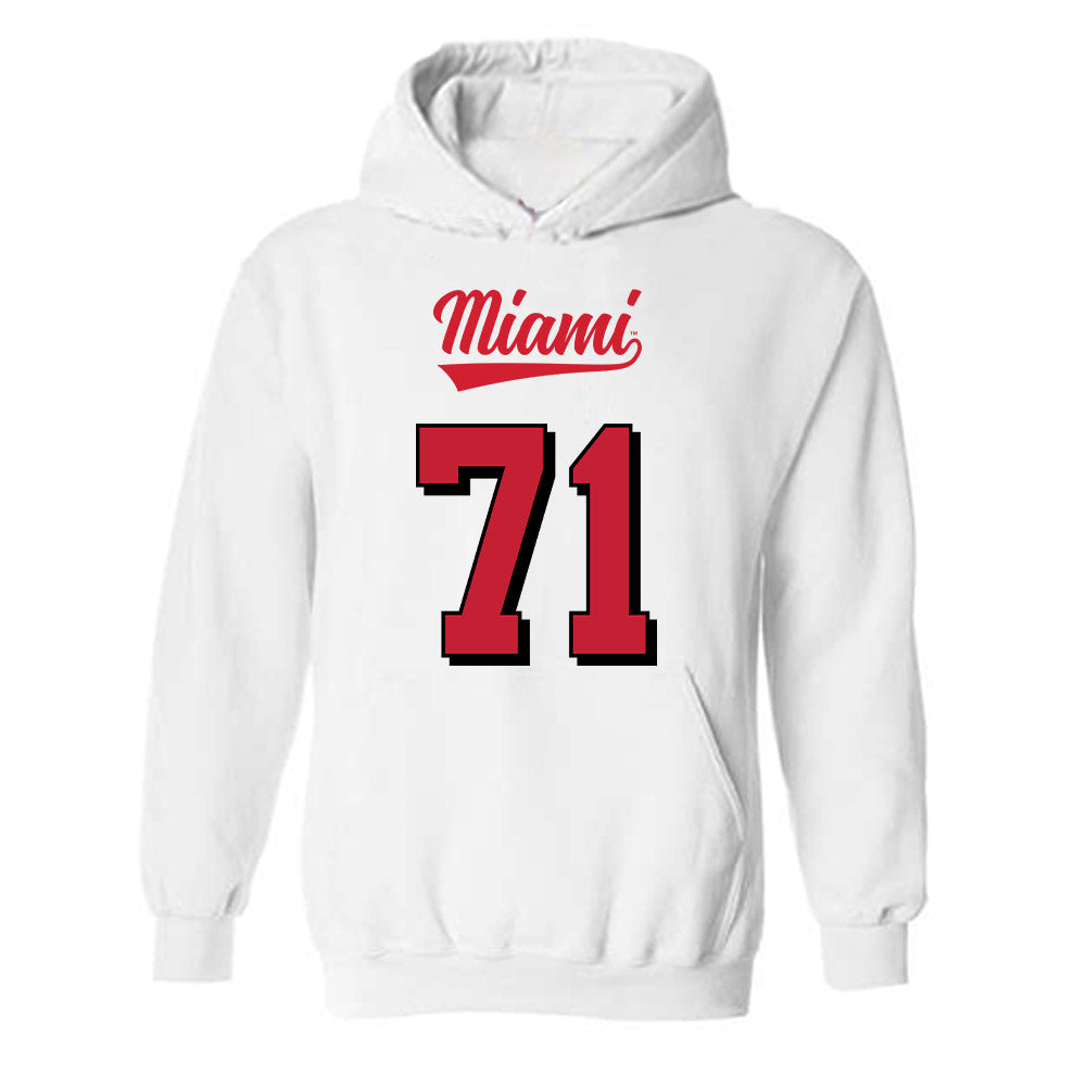 Miami of Ohio - NCAA Football : Lucas Barnes - 2024 Replica Shersey Hooded Sweatshirt-0