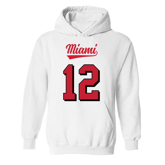 Miami of Ohio - Football Alumni : Corban Hondru - 2024 Replica Shersey Hooded Sweatshirt-0
