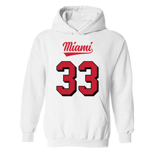 Miami of Ohio - NCAA Football : Harrison Brewster - 2024 Replica Shersey Hooded Sweatshirt-0