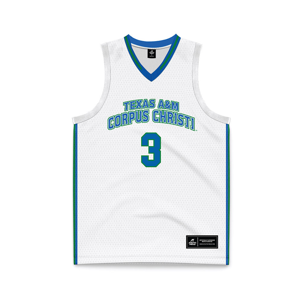 Texas A&M Corpus Christi - NCAA Men's Basketball : Mason Gibson - White Basketball Jersey-0