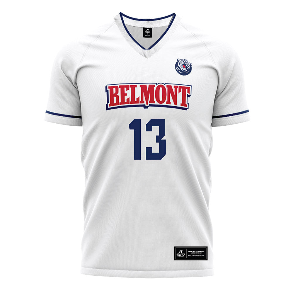 Belmont - NCAA Men's Soccer : Hayden Robinson - White Soccer Jersey-0