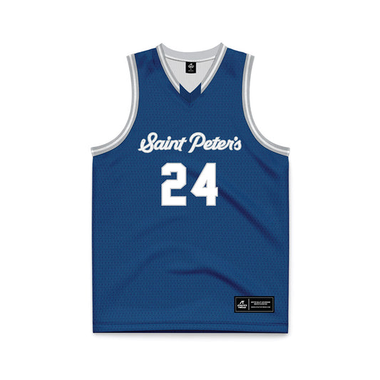 Saint Peter's - NCAA Men's Basketball : Robert Wilmote - Blue Basketball Jersey-0