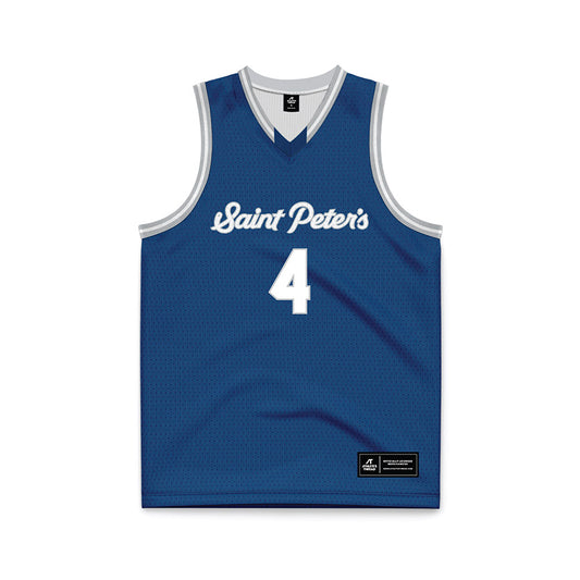 Saint Peter's - NCAA Men's Basketball : Adetokunbo Bakare - Blue Basketball Jersey-0