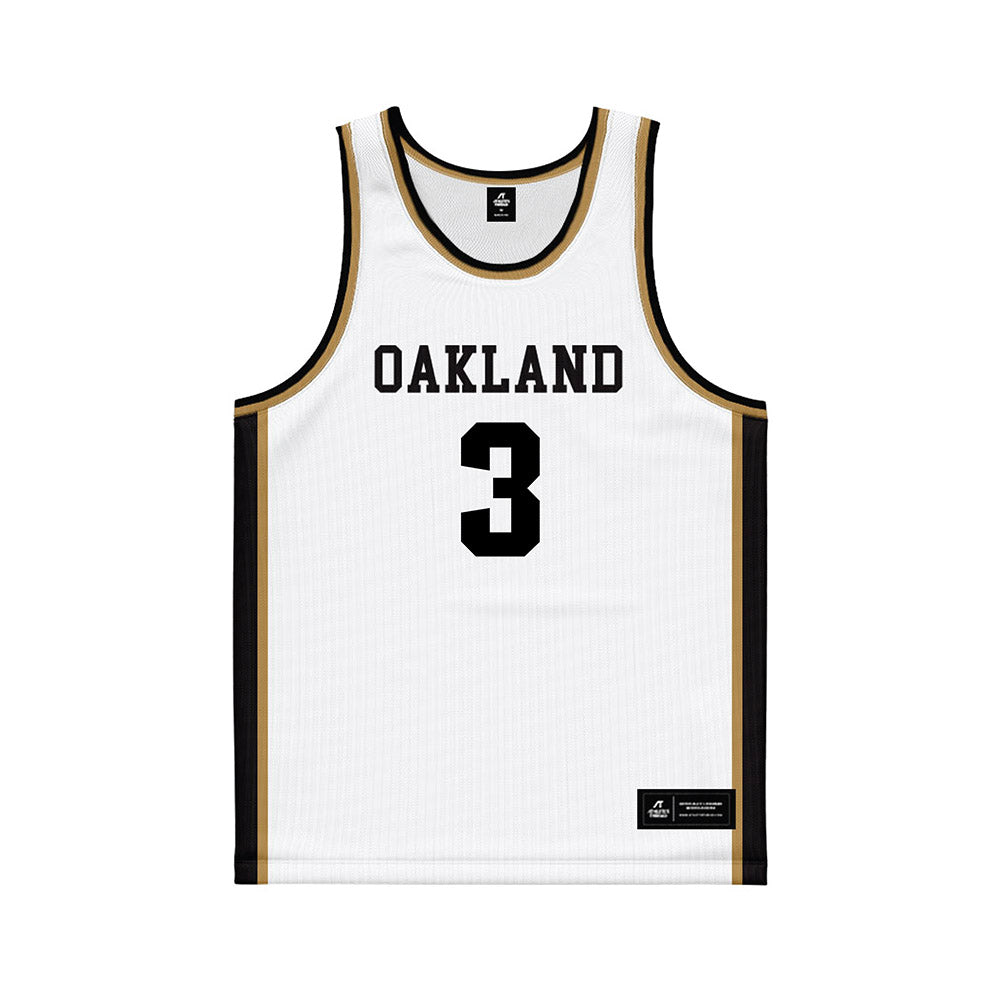 Oakland - NCAA Women's Basketball : Layla Gold - White Basketball Jersey-0