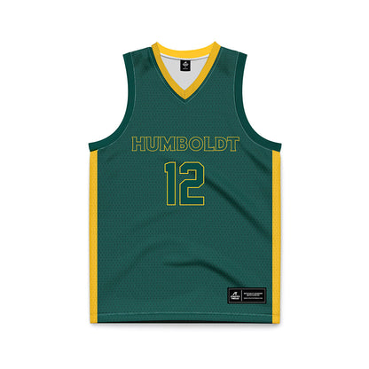 Cal Poly Humboldt - NCAA Men's Basketball : Sebastian James - Green Basketball Jersey-0