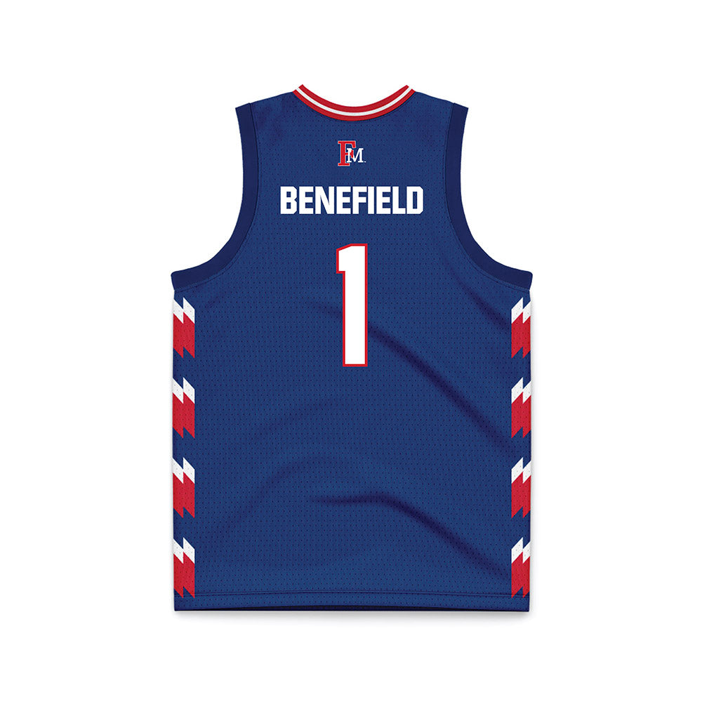 Francis Marion - NCAA Women's Basketball : Jaliyah Benefield - Navy Basketball Jersey-1