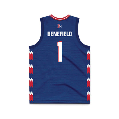 Francis Marion - NCAA Women's Basketball : Jaliyah Benefield - Navy Basketball Jersey-1