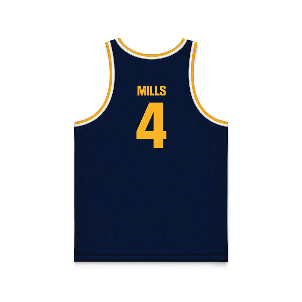MCLA - NCAA Men's Basketball : Jayden Mills - Navy Basketball Jersey-1