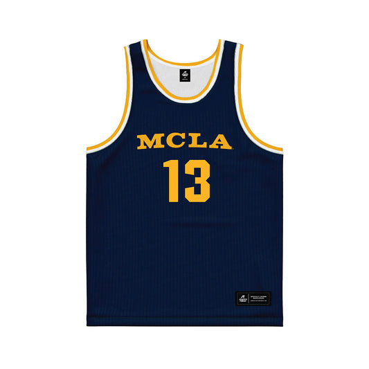 MCLA - NCAA Men's Basketball : Kymani Harley - Navy Basketball Jersey-0