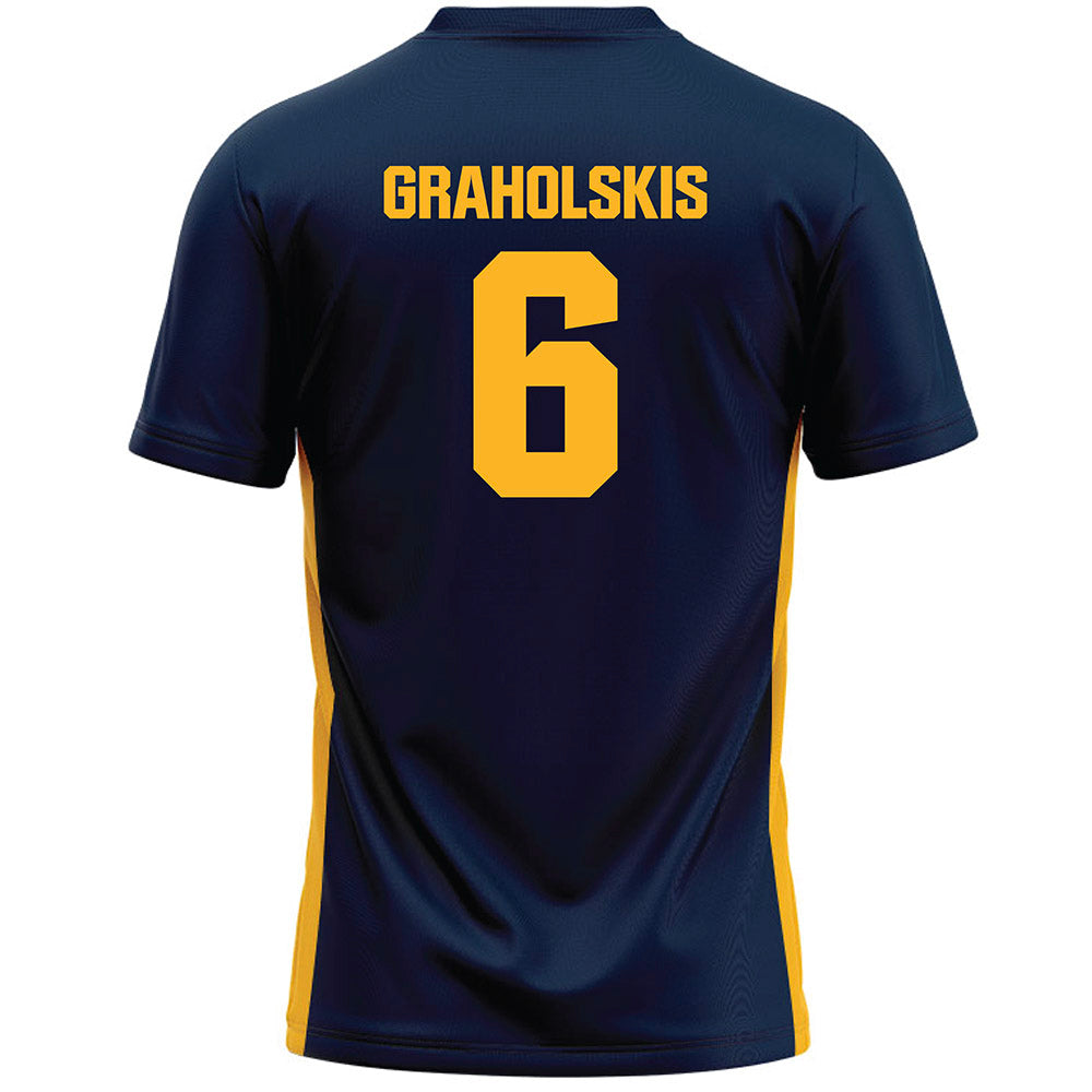 MCLA - NCAA Men's Ice Hockey : Krisjanis Graholskis - Navy Lacrosse Jersey -1