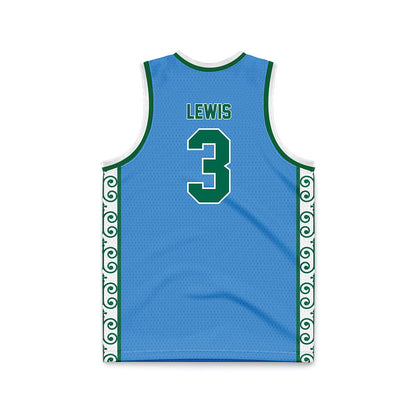 Tulane - NCAA Men's Basketball : Krystian Lewis - Blue Basketball Jersey-1