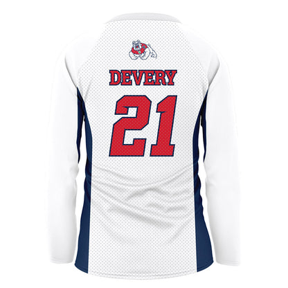 Fresno State - NCAA Women's Volleyball : Kiley Devery - White Volleyball Jersey-1