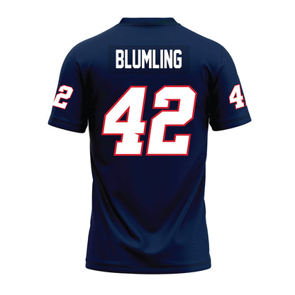Fresno State - NCAA Football : Lucas Blumling - Navy Premium Football Jersey-1