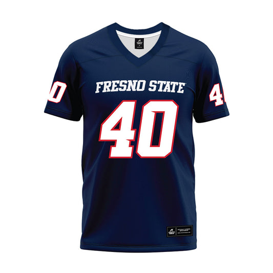 Fresno State - NCAA Football : Ryan Kobzeff - Navy Premium Football Jersey-0