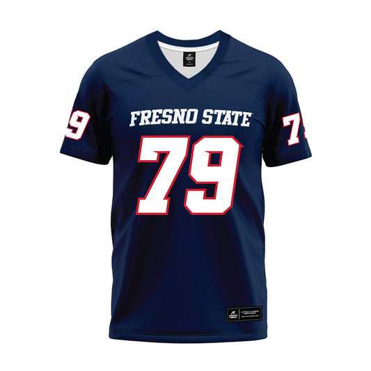 Fresno State - NCAA Football : Ethan Dasmann - Navy Premium Football Jersey-0