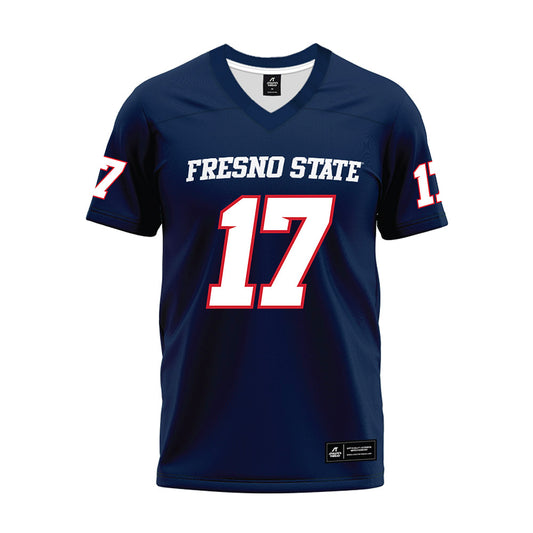 Fresno State - NCAA Football : Ethan Tierney - Navy Premium Football Jersey-0