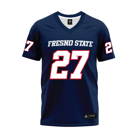 Fresno State - NCAA Football : Tariq Thomas - Navy Premium Football Jersey-0