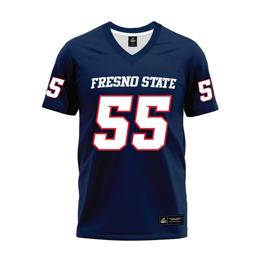 Fresno State - NCAA Football : Brendan Huddleston - Navy Premium Football Jersey-0