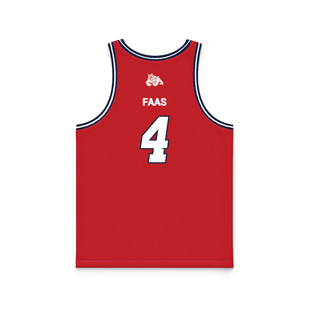 Fresno State - NCAA Men's Basketball : Cameron Faas - Red Basketball Jersey-1