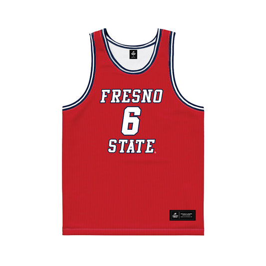 Fresno State - NCAA Men's Basketball : Dj Stickman - Red Basketball Jersey-0