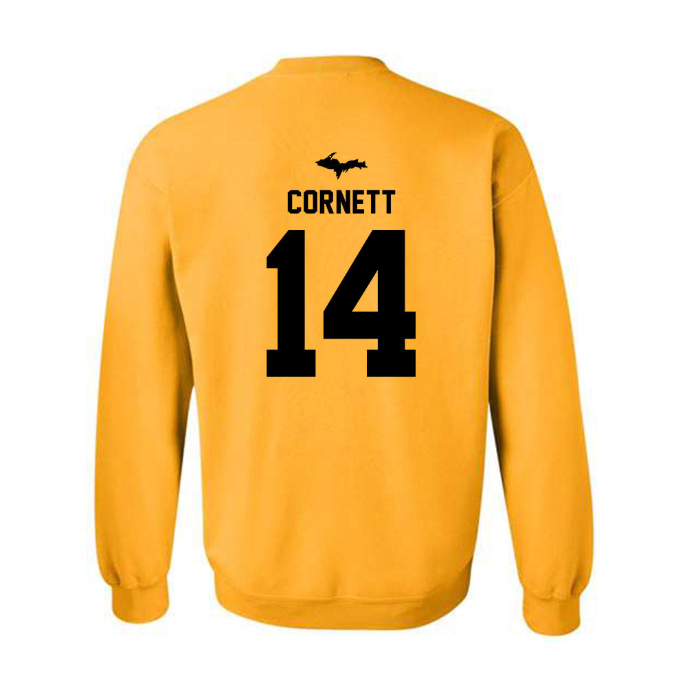 Michigan Tech - NCAA Football : Cameron Cornett - Generic Shersey Crewneck Sweatshirt-1