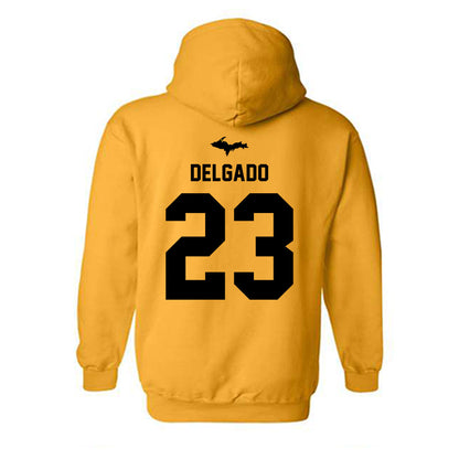 Michigan Tech - NCAA Football : Samuel Delgado - Generic Shersey Hooded Sweatshirt-1