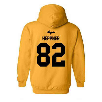 Michigan Tech - NCAA Football : Drew Heppner - Generic Shersey Hooded Sweatshirt-1