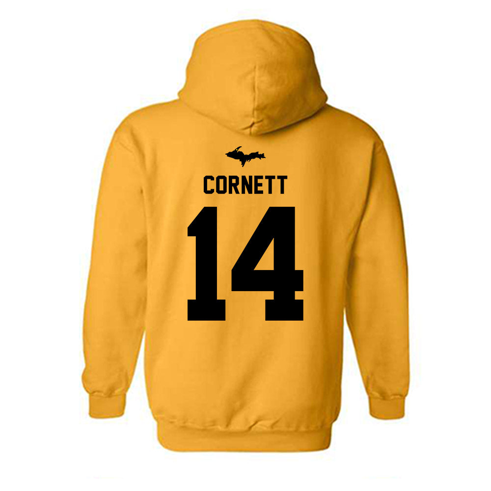 Michigan Tech - NCAA Football : Cameron Cornett - Generic Shersey Hooded Sweatshirt-1