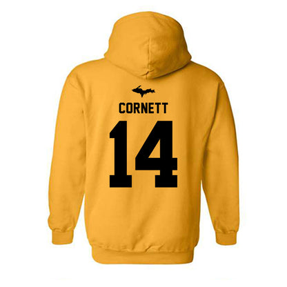 Michigan Tech - NCAA Football : Cameron Cornett - Generic Shersey Hooded Sweatshirt-1
