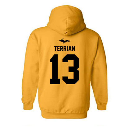 Michigan Tech - NCAA Men's Basketball : Josh Terrian - Generic Shersey Hooded Sweatshirt