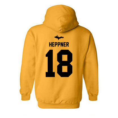 Michigan Tech - NCAA Football : Drew Heppner - Generic Shersey Hooded Sweatshirt-1