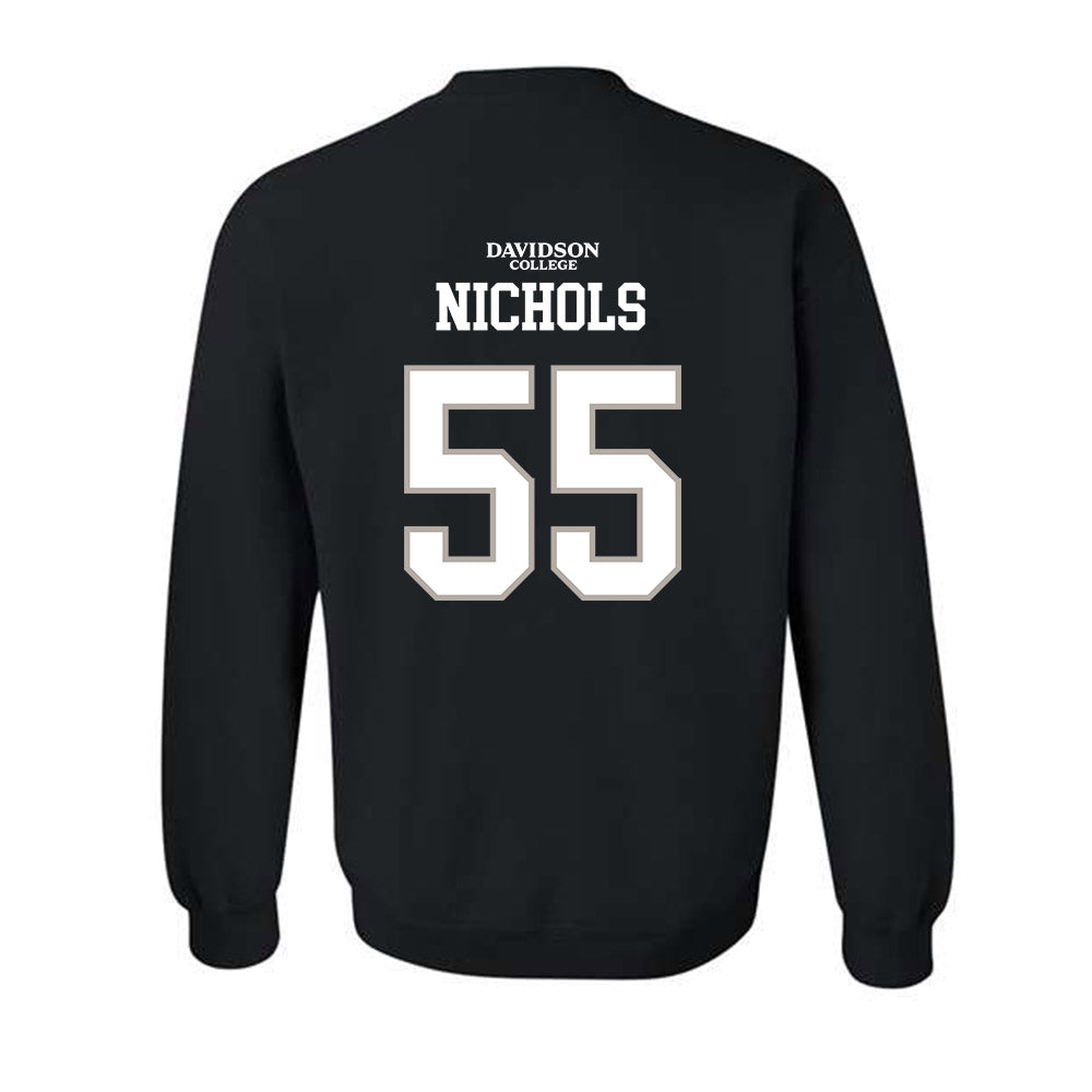 Davidson - NCAA Football : Parker Nichols - Black Replica Shersey Crewneck Sweatshirt-1