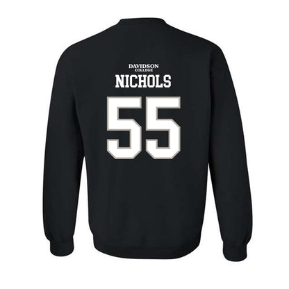 Davidson - NCAA Football : Parker Nichols - Black Replica Shersey Crewneck Sweatshirt-1
