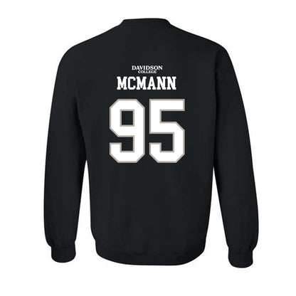 Davidson - NCAA Football : Liam McMann - Black Replica Shersey Crewneck Sweatshirt-1
