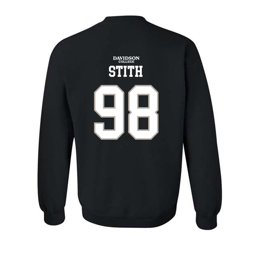 Davidson - NCAA Football : Jeramy Stith - Black Replica Shersey Crewneck Sweatshirt-1