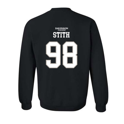 Davidson - NCAA Football : Jeramy Stith - Black Replica Shersey Crewneck Sweatshirt-1