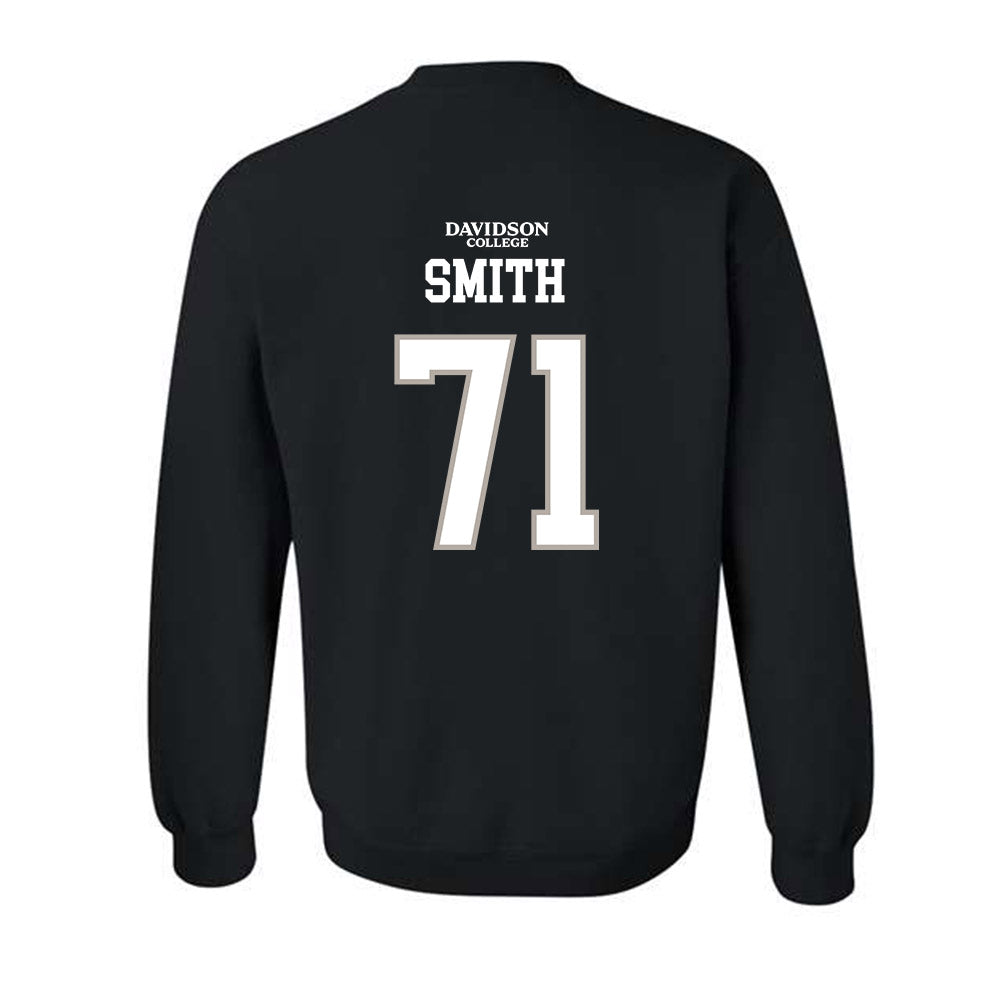 Davidson - NCAA Football : Cole Smith - Black Replica Shersey Crewneck Sweatshirt-1