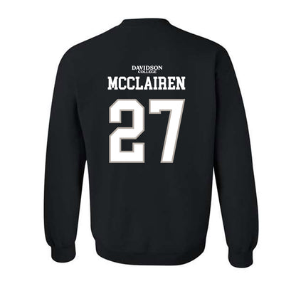 Davidson - NCAA Football : Revis McClairen - Black Replica Shersey Crewneck Sweatshirt-1